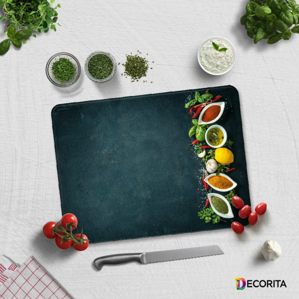 DECORITA Cam Kesme Tahtası- Renkli Baharatlar - 3