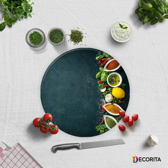 DECORITA Cam Kesme Tahtası- Renkli Baharatlar - 4