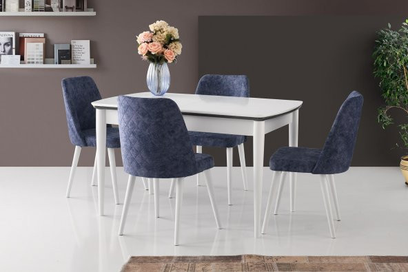 Açılır Vega Mutfak Masası Beyaz + 4 Adet Lotus Sandalye Takımı