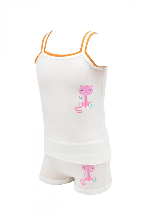 KATAMİNO CAT LOVE KEDİLİ KIZ ÇOCUK ATLET BOXER TAKIM | K128091 - 2