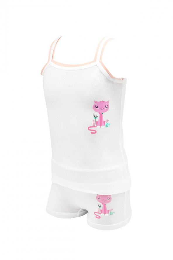 KATAMİNO CAT LOVE KEDİLİ KIZ ÇOCUK ATLET BOXER TAKIM | K128091 - 3