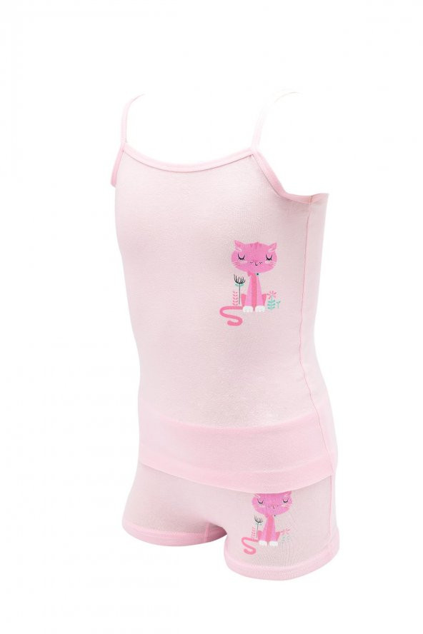 KATAMİNO CAT LOVE KEDİLİ KIZ ÇOCUK ATLET BOXER TAKIM | K128091 - 4