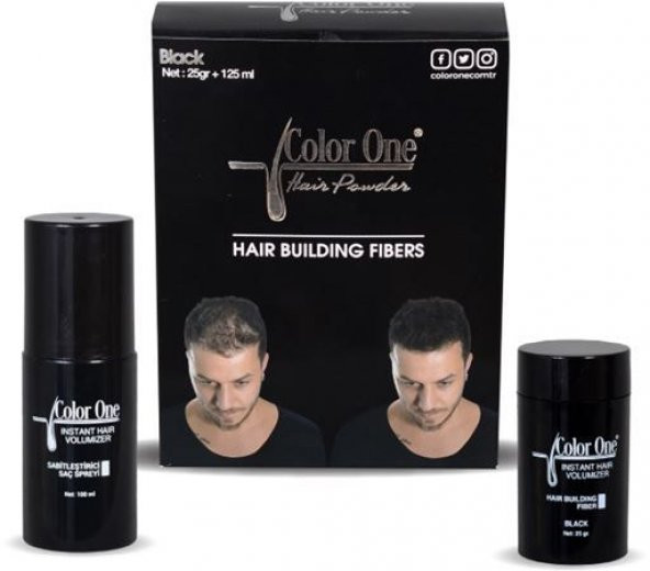 Color One Topik Dolgunlaştırıcı Saç Fiberi Siyah 25 gr + 100 ml Sprey