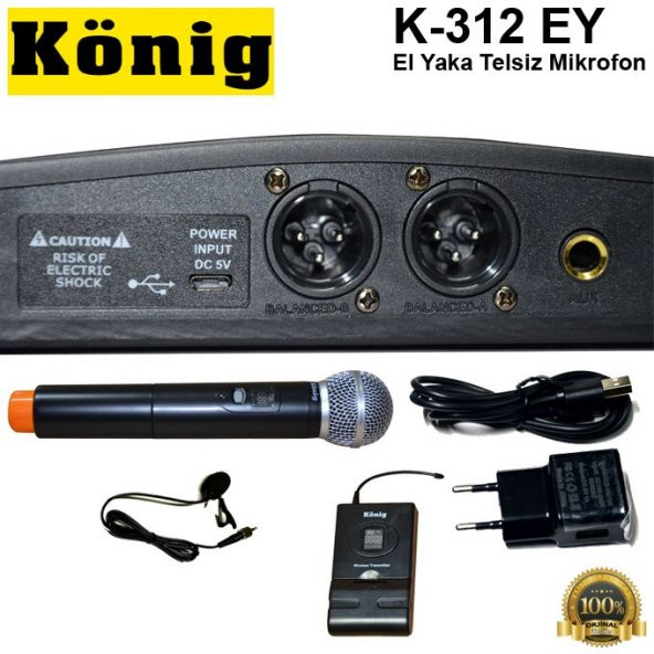 König K-312 EY El Yaka Kablosuz Mikrofon 16 Digital Kanal Uhf - 5