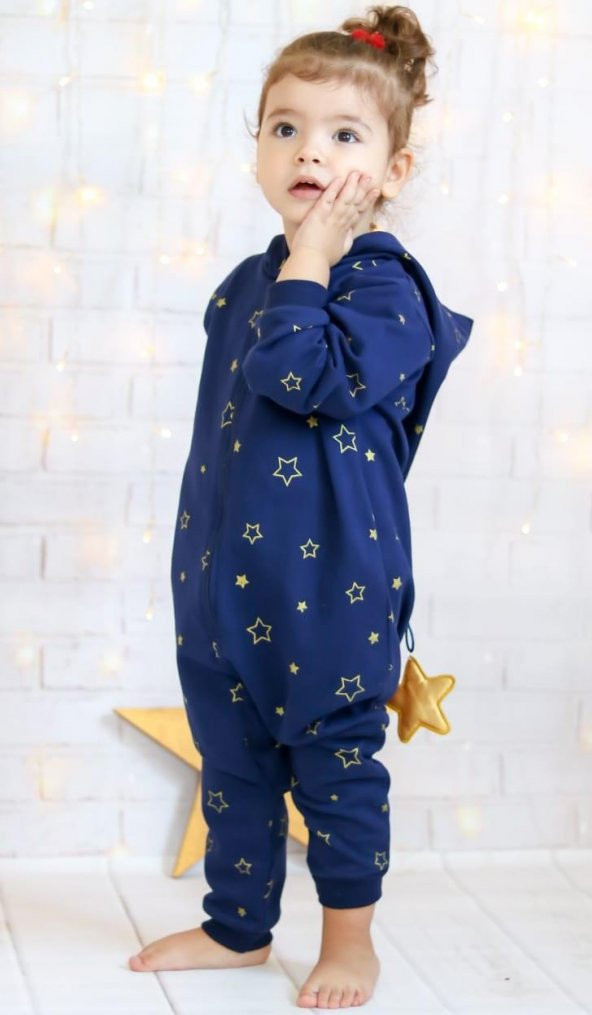 Unisex Bebek Star Nights Sarı Yıldızlı Tulum