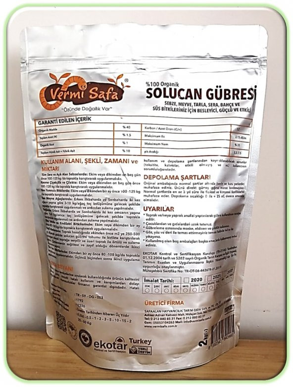 Vermisafa %100 Organik Solucan Gübresi 2 Kg Katı + 1 Lt Sıvı - 5