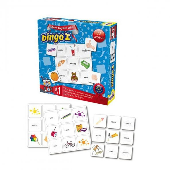 Eğitici Bingo Kutu Oyunu İngilizce Öğrenme 72 Kelime