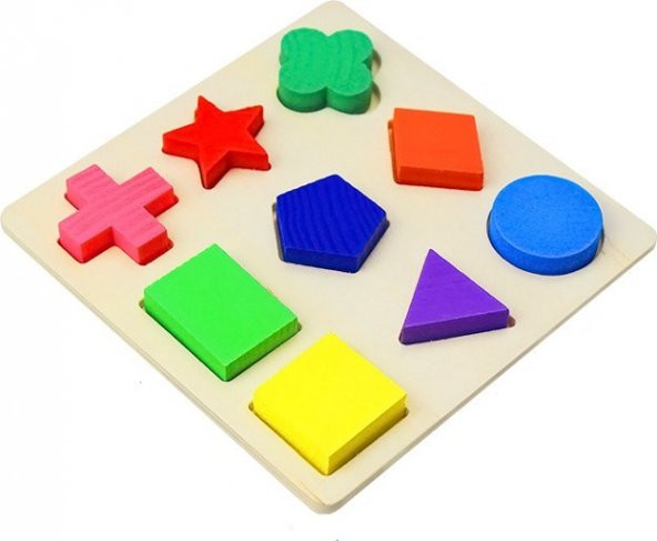 Hamaha Wooden Toys Ahşap Eğitici Geliştirici Renkli Geometrik Şekil Blokları A