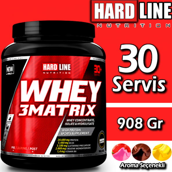 Hardline Whey 3 Matrix 908 Gr Protein Tozu 4 Aromalı