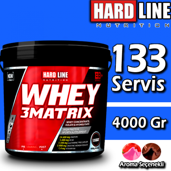 Hardline Whey 3 Matrix 4000 Gr Protein Tozu 133 Servis