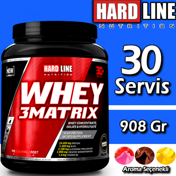 Hardline Whey 3 Matrix 908 Gr Protein Tozu 30 Servis HIZLI KARGO