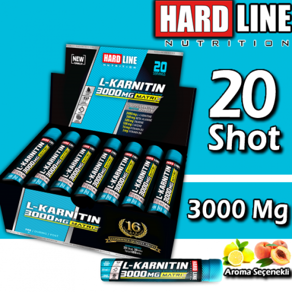 Hardline L-Karnitin 3000 Mg 30 Mlx20 Ampül L-Carnitine Limon Aromalı