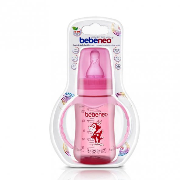 Bebeneo Renkli Kulplu PP Biberon 140 ml