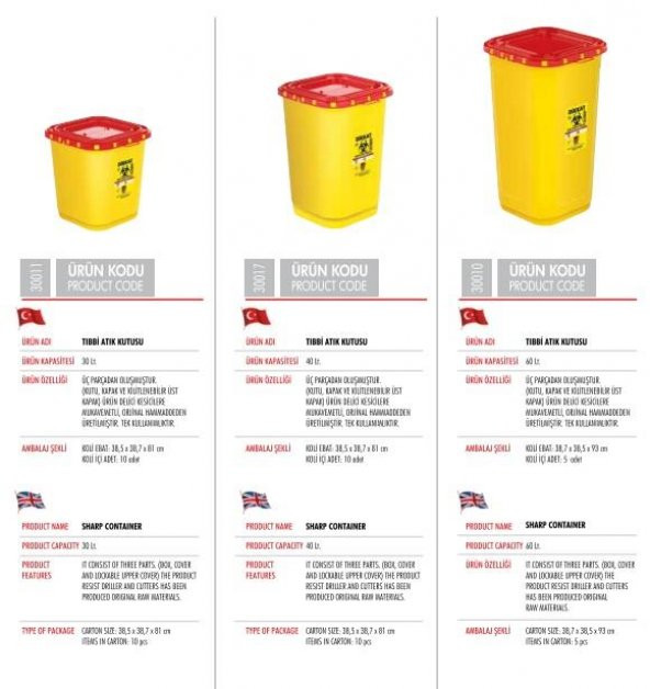 TIBBİ ATIK KUTUSU 60 LT ÜCRETSİZ KARGO - Resim 2