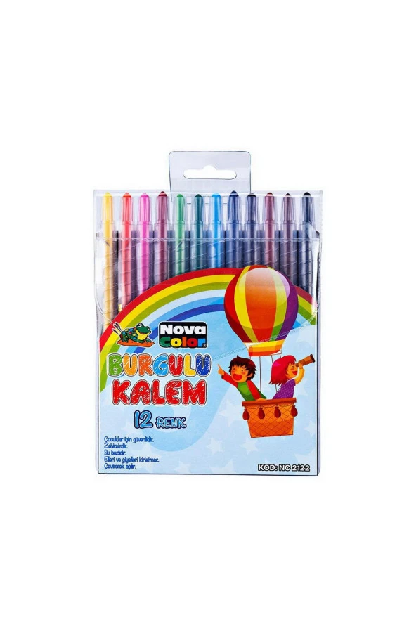 Nova Color Mum Pastel Boya Silinebilir Yuvarlak 12 Renk NC-2122 ürün görseli