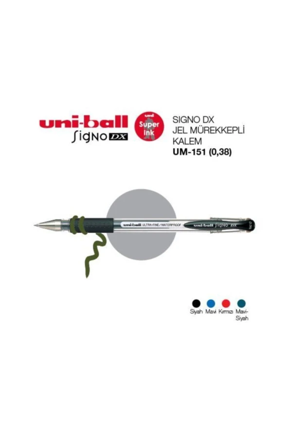 Uni-Ball Roller Kalem Signo DX Jel Bilye Uç 0.38 MM Mavi UM-151