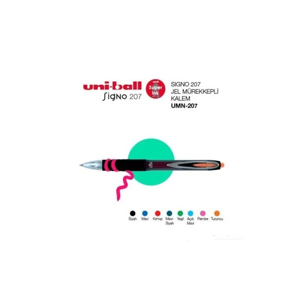 Uni-Ball Roller Kalem Signo 207 Jel Bilye Uç Mekanik 0.7 MM Kırmızı UMN-207