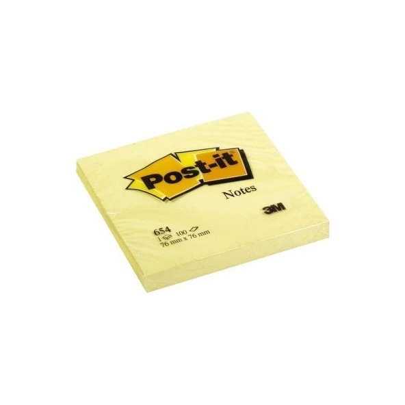 Post-it Yapışkanlı Not Kağıdı 100 Yaprak 76x76 Sarı 654