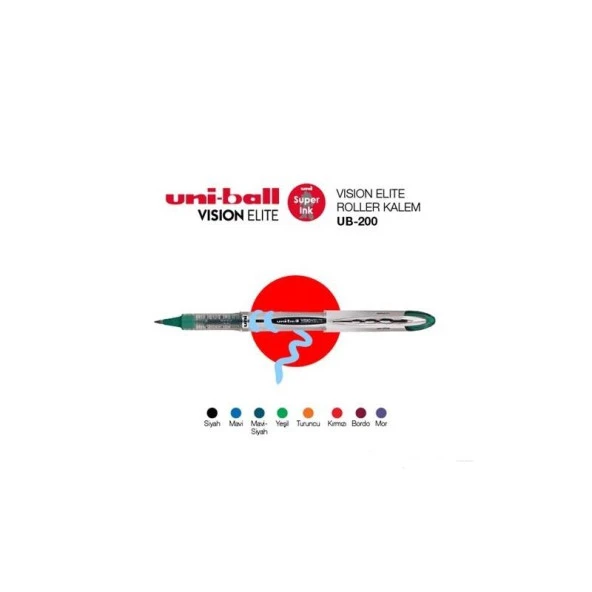 Uni-Ball Roller Kalem Vision Elite Bilye Uç 0.8 MM Siyah UB-200
