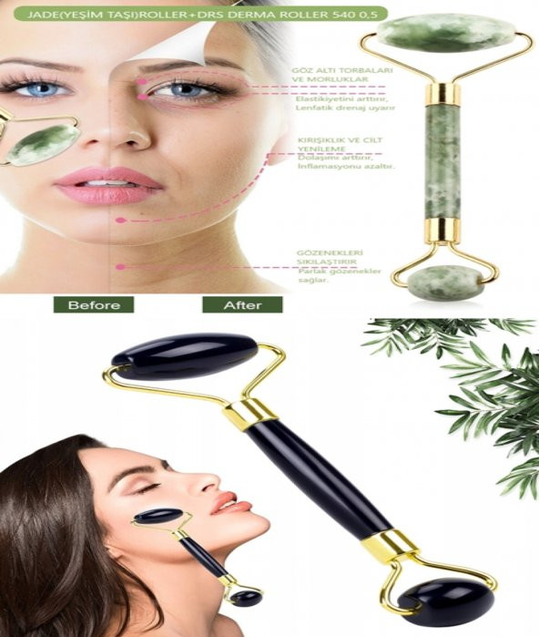 Jade Facial Roller Yeşim Taşlı Masaj Yüz Aleti