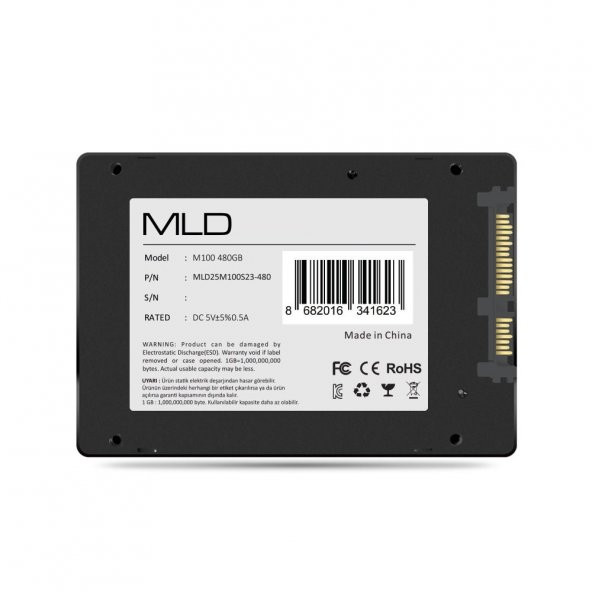MLD M100 480GB SATA3 2.5 SSD 535 MB/s Yazma 505 MB/s Okuma (MLD25M100S23-480) - 3