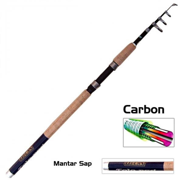 Teleskopik Karbon Spin Olta Kamışı - Ocean - 240cm 40/80 Gr - Mantar Sap