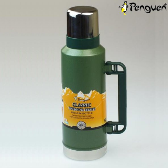 Avcı Termosu - 1,3 LT - Çift Kat Çelik - Penguen - Yeşil (PNG-1130Y)