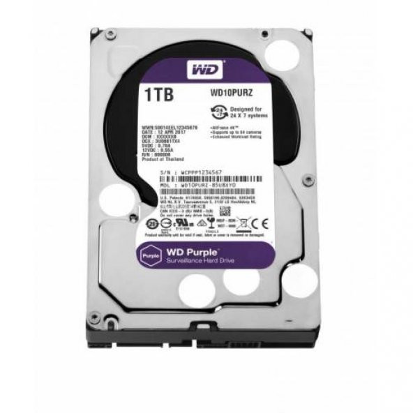 Western Digital 3.5" 1TB Purple WD10PURX SATA 3.0 5400 RPM Hard Disk