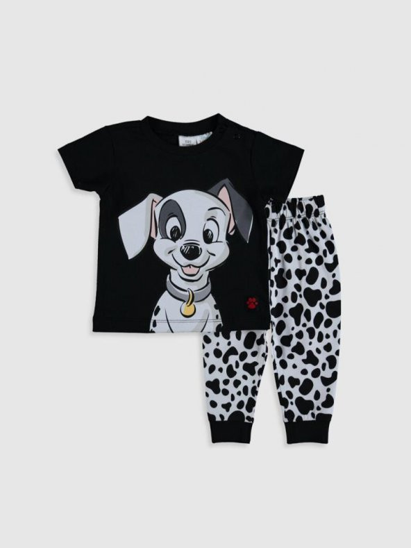 Mehdix Siyah Köpek Baskılı Çocuk Pijama Takımı