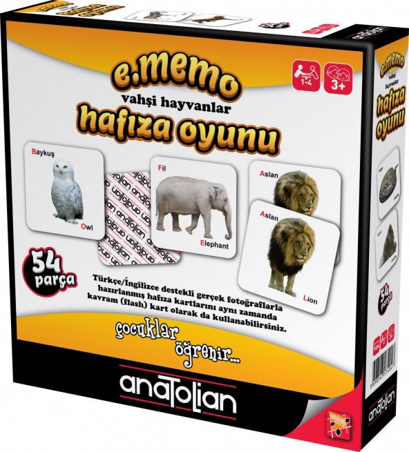 Anatolian Puzzle Yapboz e.Memo Vahşi Hayvanlar Hafıza Oyunu