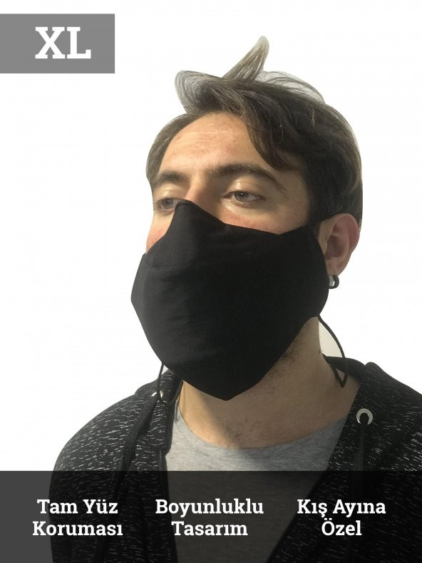 ION XL Maske 100 Pamuk Tam Yüz Koruması Boyunluklu Tasarım Kış Ayına Özel