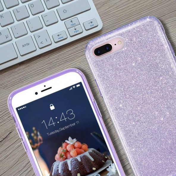 Apple iPhone 8 Plus Kılıf ​​​Zore Eni Parıldayan Taşlı Kılıf - 8