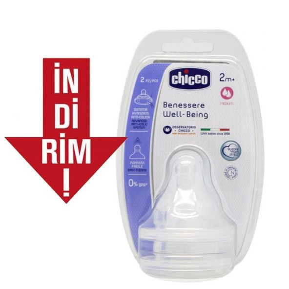 Chicco Well Being Biberon Emziği Silikon 2Ay+ 2li - 2