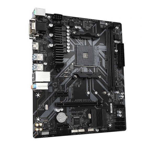 GIGABYTE B450M-S2H v2 DDR4 SATA3 M2 PCIe NVME HDMI DVI PCIe 16X v3.0 AM4 mATX - 2
