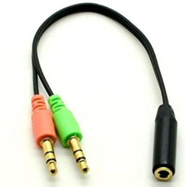 WellHise 3,5 MM Dişi - 2 3,5MM Erkek Kulaklık ve Mikrofon Birleştirici