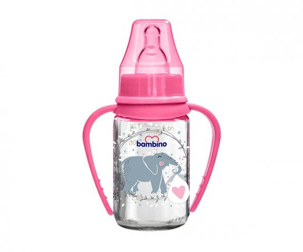 Bambino Cam Kulplu Biberon 125 Ml - Pembe Fil