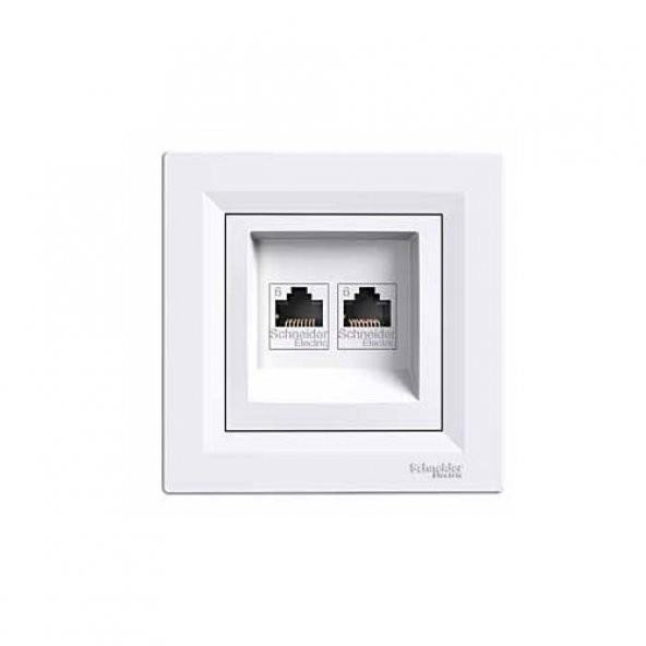 Schneider Electric Asfora 2*Rj11(4 Kont),Beyaz Çerçeveli - 2