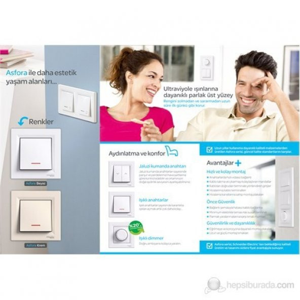 Schneider Electric Asfora 2*Rj11(4 Kont),Beyaz Çerçeveli