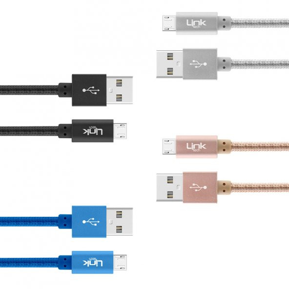LinkTech K542 Micro USB Örgü Metal 30cm Kısa Şarj Kablosu