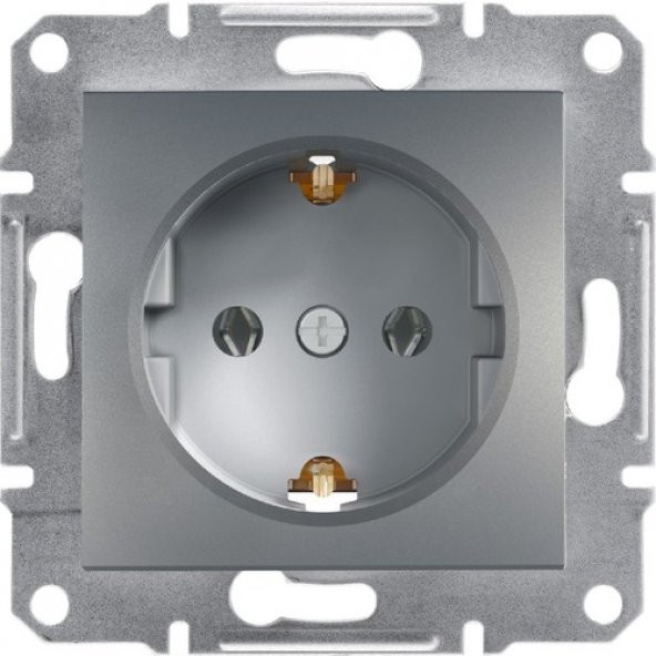 Schneider Electric Asfora Plus Topraklı Priz Çelik