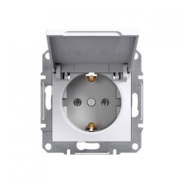 Schneider Electric Asfora Beyaz Çerçevesiz Kapaklı Topraklı Priz