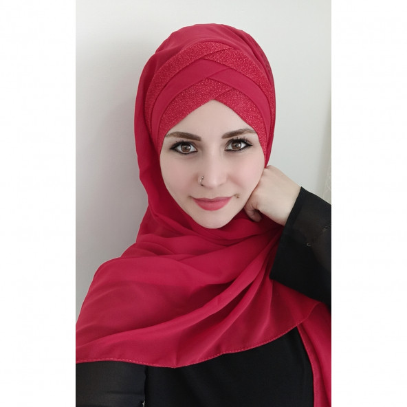 Kadın Hazır Şal Üç Banlı Titi Simli - 4
