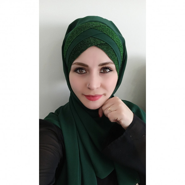 Kadın Hazır Şal Üç Banlı Titi Simli - 6