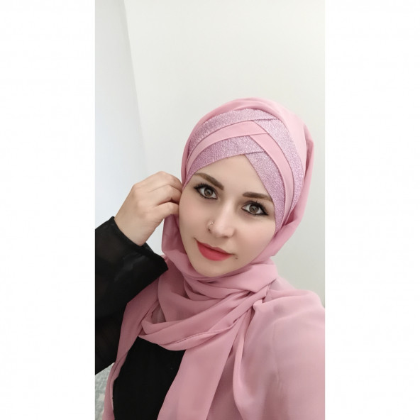 Kadın Hazır Şal Üç Banlı Titi Simli - 8