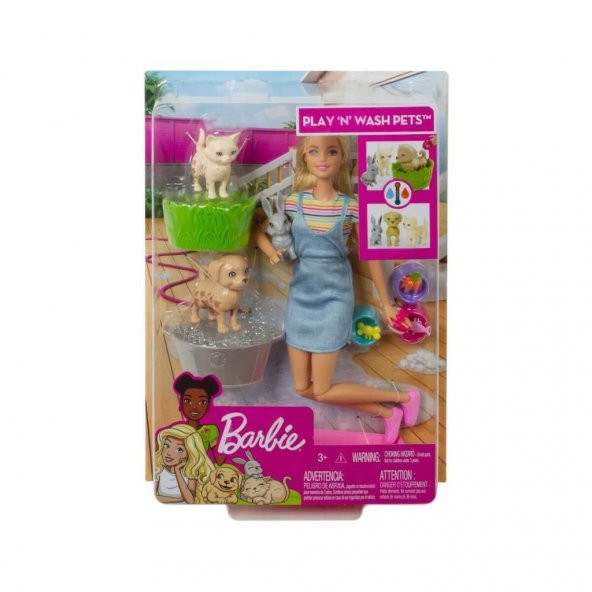 Barbie ve Hayvanları Banyo Eğlencesinde Oyun Seti FXH10-FXH11