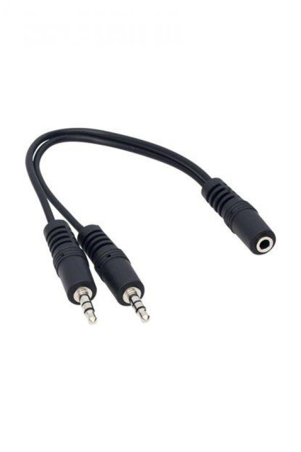 WellHise 2,5 MM Erkek - 2x3,5 MM Dişi Mikrofon Kulaklık Ayırıcı Kablo 30CM