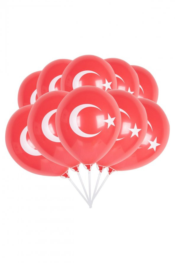 Kına Atölyesi Balon Bayrak Ay Yıldız Kırmızı 10 Adet