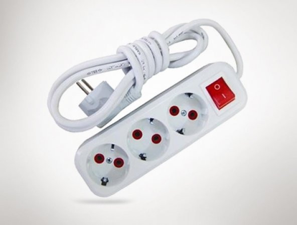 5 mt Kablolu Anahtarlı 3 lü Topraklı Grup Priz - 1