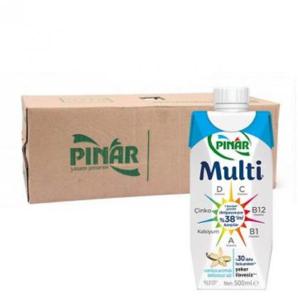 Pınar Multi Süt Vanilyalı 500 Ml x 12 Adet