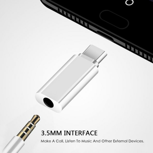 Type C to 3.5 mm Kulaklık Ses Çevirici Dönüştürücü Adaptör - 7